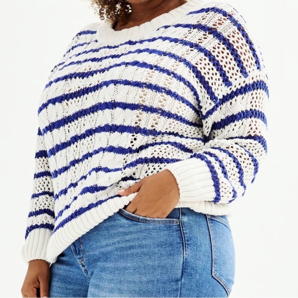 Sonoma Navy and White Striped Sweater NWOT Size 0X